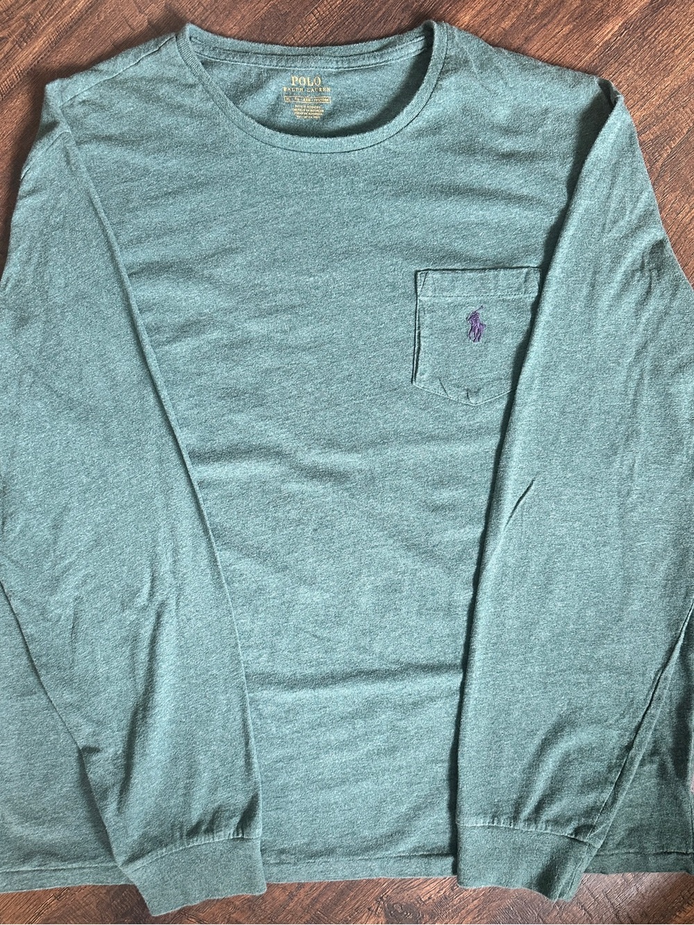 Polo Ralph Lauren Pocket Long Sleeve Tee XL Green Heather Pony Logo Shirt